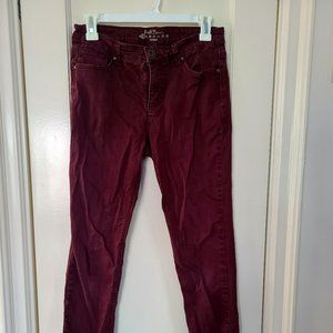 Red denim pants